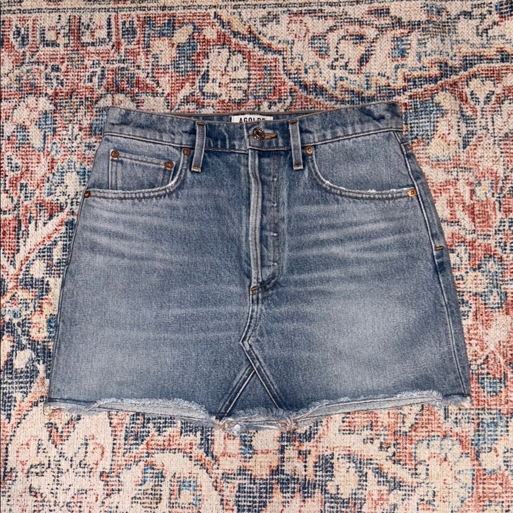 Agolde Light Blue Denim Mini Skirt - Picture 3 of 6